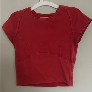 Free People Red Racer We The Free Protagonist Cropped Cap Sleeve Tee